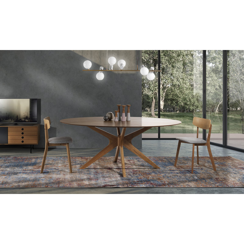 Oak Oval Solid Wood Base Dining Table