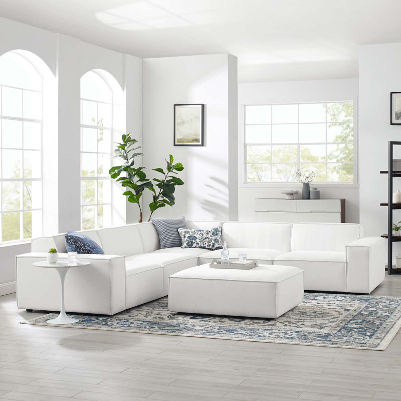 Restore 6-Piece Sectional Sofa, White Polyester