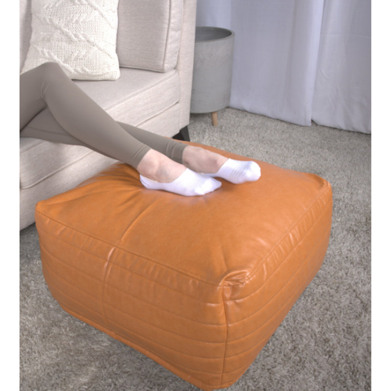 Repose-pieds rectangulaire revêtu de similicuir et de coussin de sol, 24 po x 24 po x 12 po, capacité de poids de 200 lb, plancher à coussins favorisant le nettoyage des taches, 24 po x 24 po x 12 po, limite de 200 lb, suggéré