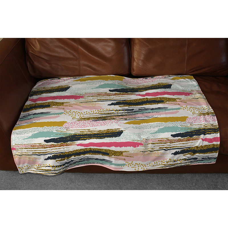 Couverture à rayures et aux taches, 65 po x 80 po