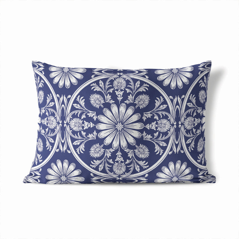 Coussin lombaire d'extérieur Daisy Tile, Marine