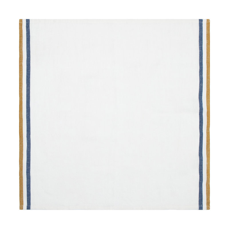 Normandy Square Napkins, White/Mustard/White/Blue