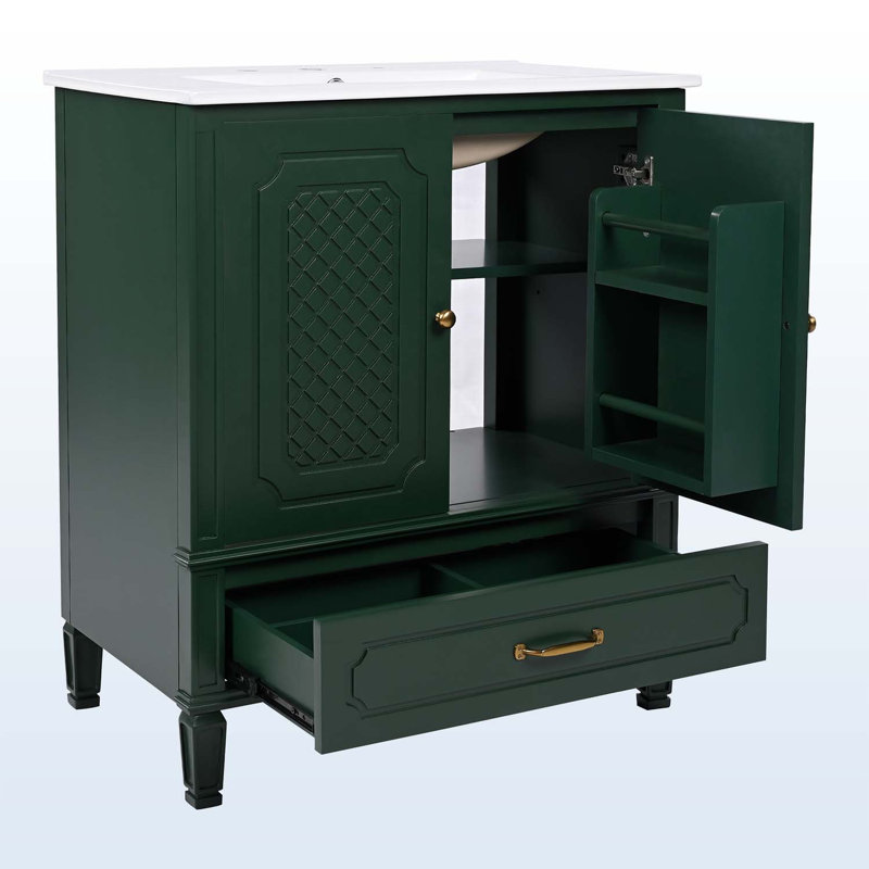 Meuble-lavabo 30 po avec lavabo, Vert foncé