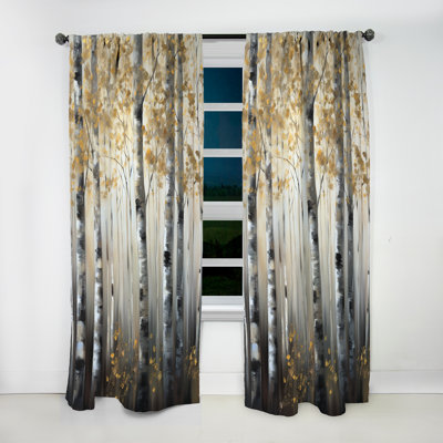 Birch Tree Forest Wonderland V - Modern Curtain - Velvet Room Darkening - 1 panel