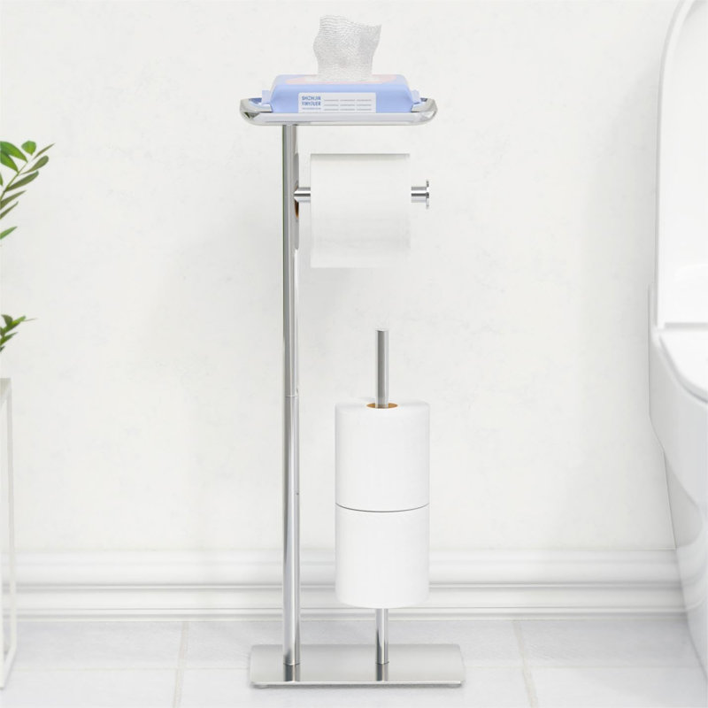 Free Standing Toilet Paper Holder, Silver
