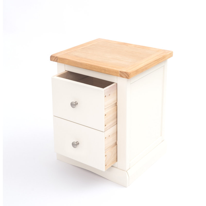 Eastchester 45cm W Plywood / Laminate Board Bedside Table, Off White/Silver