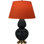 Matte Small Double Gourd Accent Lamp - Celadon, Deep Patina Bronze - Navy, Gray Shade