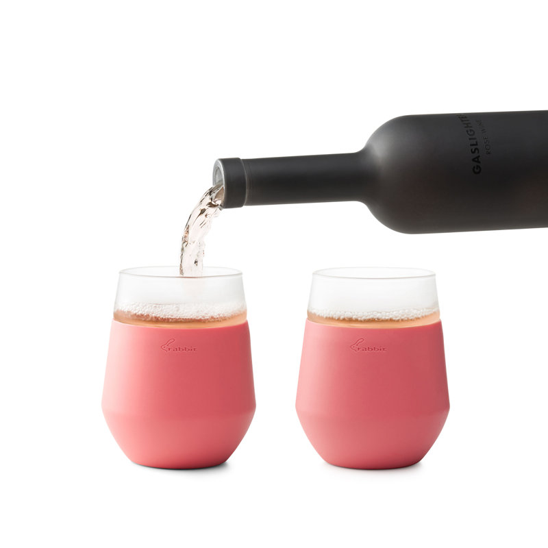 Rabbit Freezable 12 oz. Wine Glasses, Rose