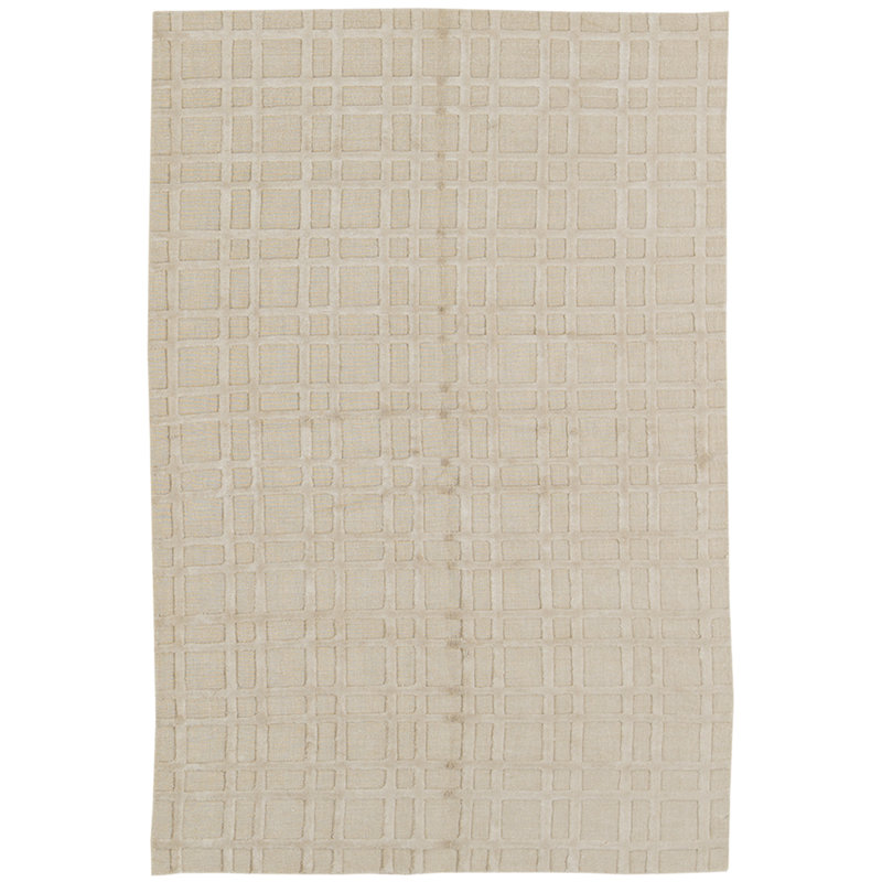 Linen Plaid Area Rug in Beige