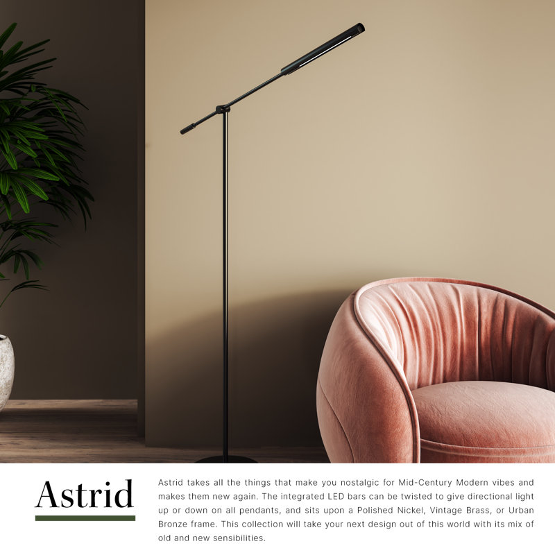 Astrid LED Floor Lamp, Vintage Brass