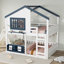 Lit superposé simple avec bibliothèque, conception de maison, clôture de sécurité de haute qualité, idéale pour les chambres d'enfants et maximisant l'espace-865238958-865238956