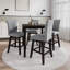 5-Piece Counter-Height Dining Set with Cushioned Linen Chairs and Square Table, Grey-167884323