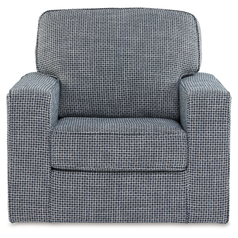 Blue Denim Transitional Swivel Accent Chair