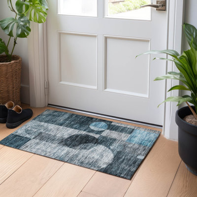 Tapis bleu sarcelle lavable à la machine intérieur / extérieur ACN1114