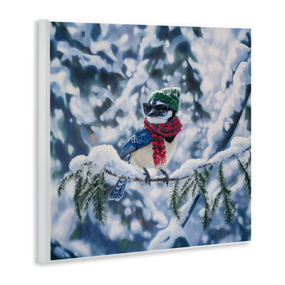 Christmas Blue Jay Perched Wall Plaque, design by Jim Baldwin