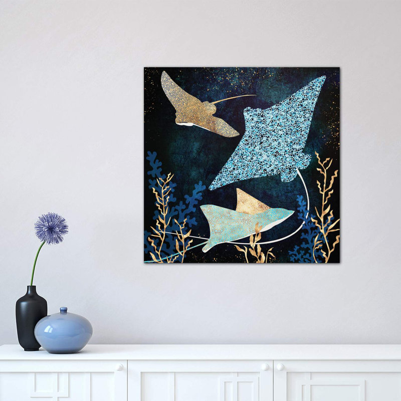 Stingray métallique II - imprimé, H 18 po x l 18 po x 1,5 po, Toile tendue