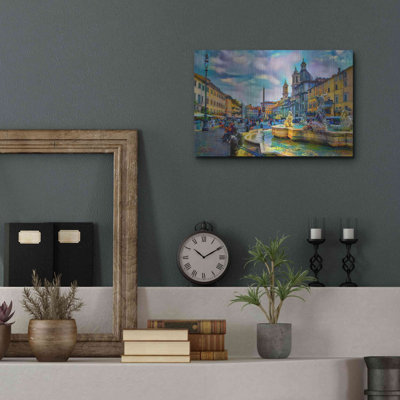 Rome, Rome, Navona, par Navi Gavidia, peinture sur métal sans cadre