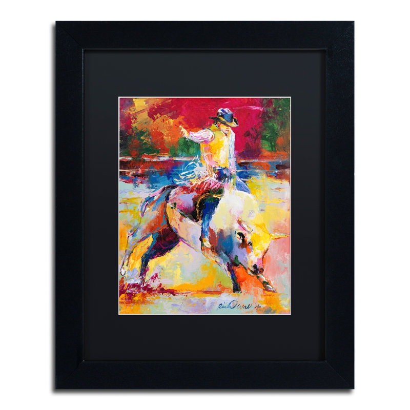 « rodeo », reproduction sur toile, H 14 po x l 11 po x P 0,5 po, Noir, Cadre noir