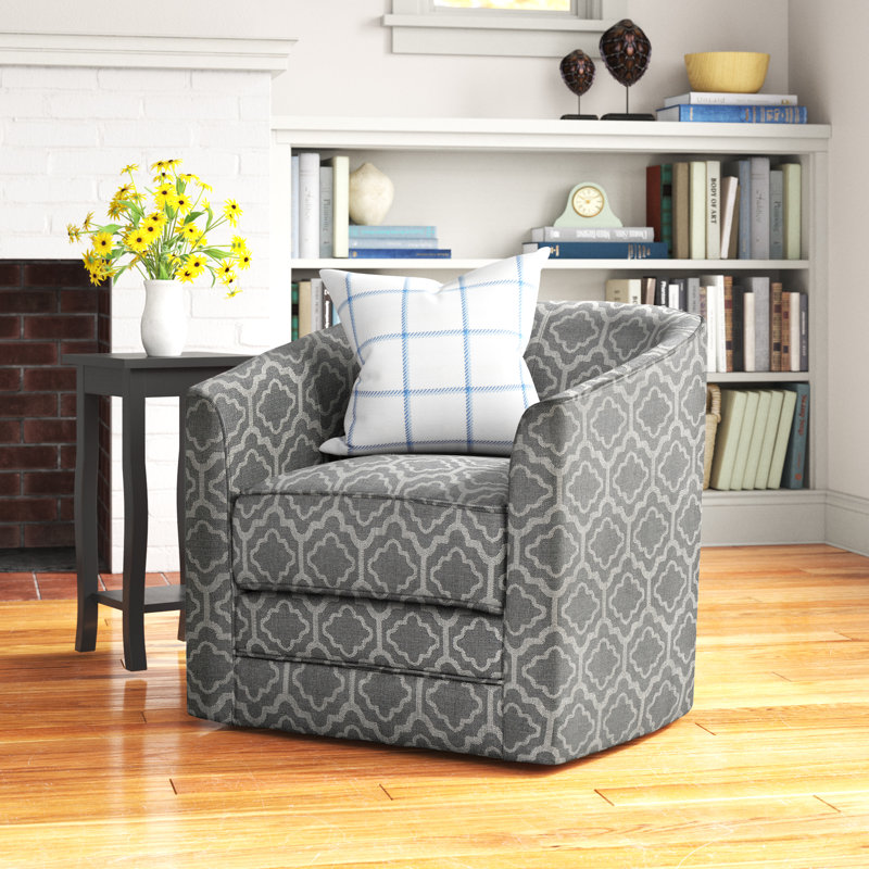 Englert 31.5" Wide Polyester Swivel Barrel Chair, Pewter Gray