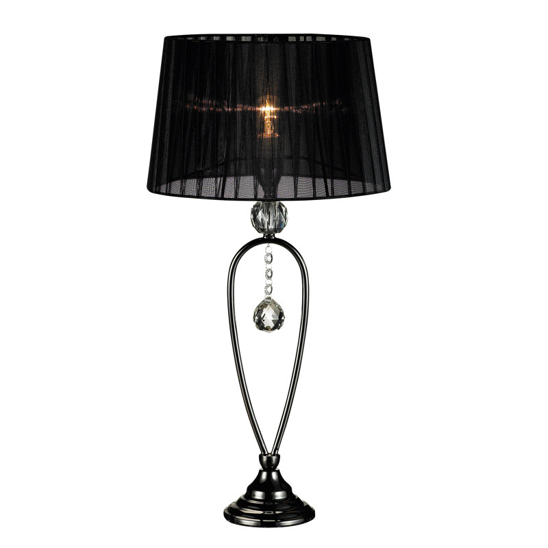 Rowell Metal Table Lamp, Black chrome/Black