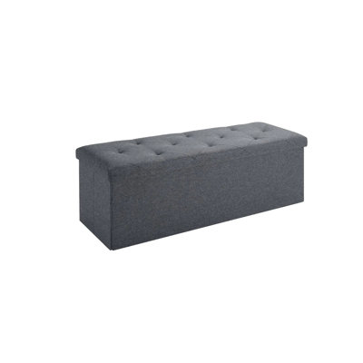 Banc de rangement avec repose-pieds de 43 pouces gris, repose-pieds de grande capacité de rangement de 157,5l, entrée dans la chambre à coucher du salon
