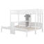 Triple lit superposé avec tablettes de rangement et bureau et lampe de lecture, lit superposé en bois avec lattes, échelles et garde-corps-24127406