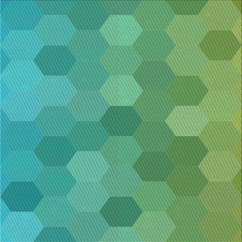 Tapis vert/jaune à motifs, Carré 3 pi