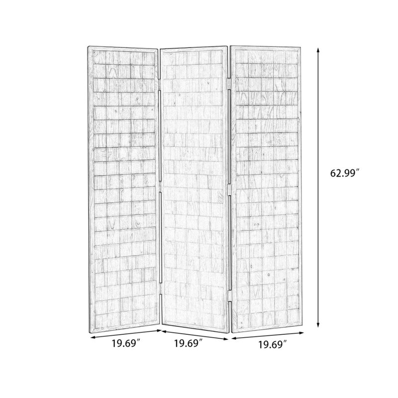 Cloison pliante 3 panneaux, H 62,99 po x l 59,06 po x P 1,97 po
