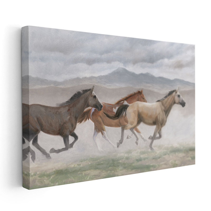 Chevaux sauvages - reproduction d'art sur toile, H 20 po x l 30 po