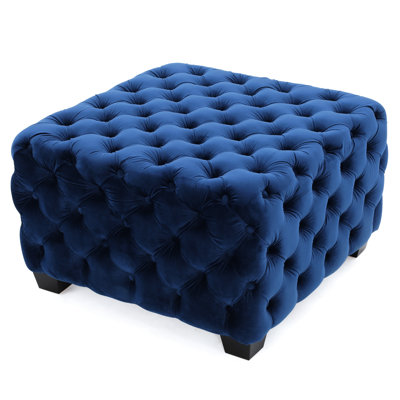 Élégant en velours bleu marine avec bouton moderne, l 29 po x P 17,82 po