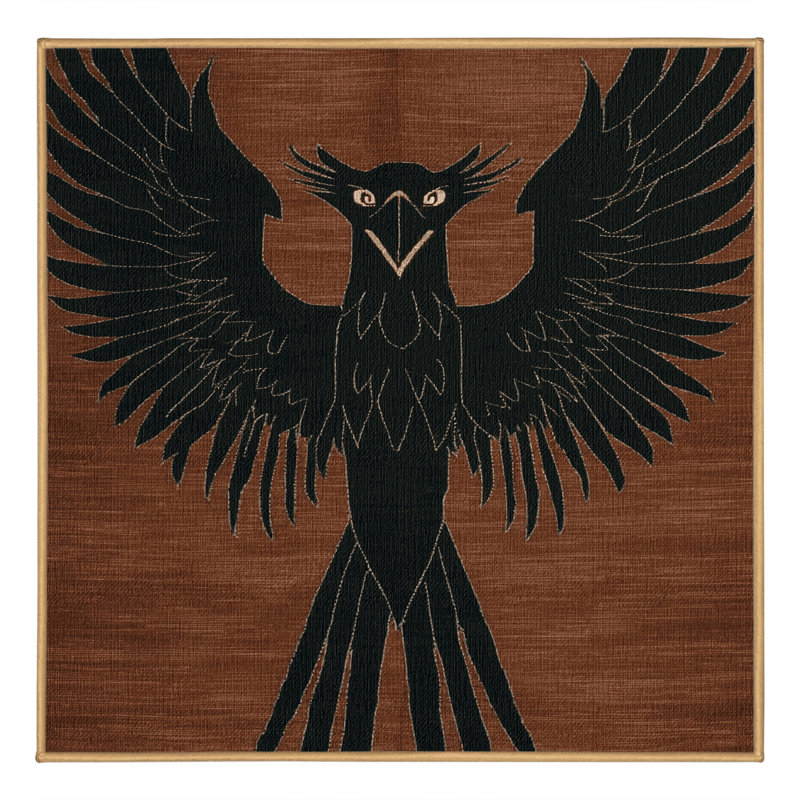 Washable Black Kite Birds Area Rug, Square 7'