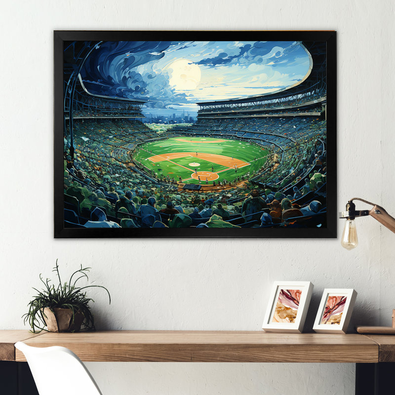 Stadium Echoes Of Victory sur toile, Cadre simple noir, H 34 po x l 44 po x P 1,5 po