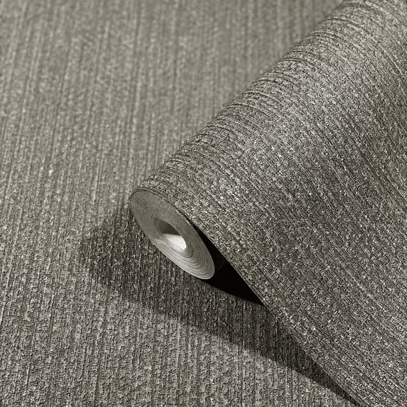 Textures Collection Vertical Weave Matte Finish Wallpaper Roll, Black