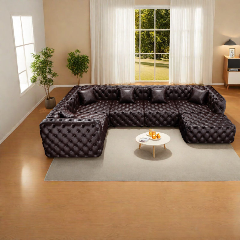 Canapé modulaire à compression en similicuir