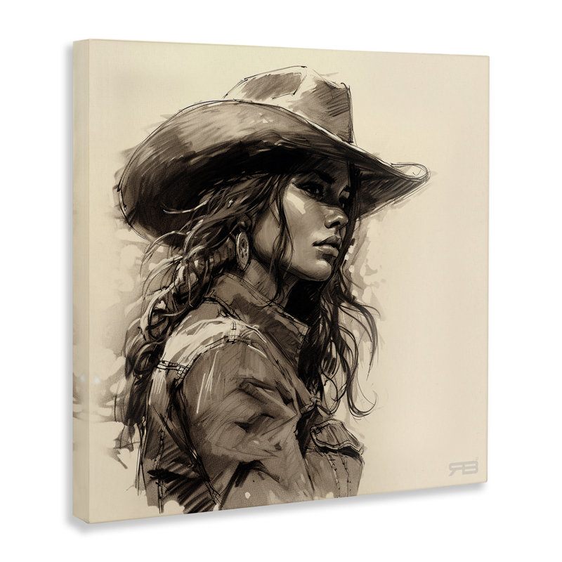 Art mural sur toile Stoic Cowgirl, H 17 po x l 17 po