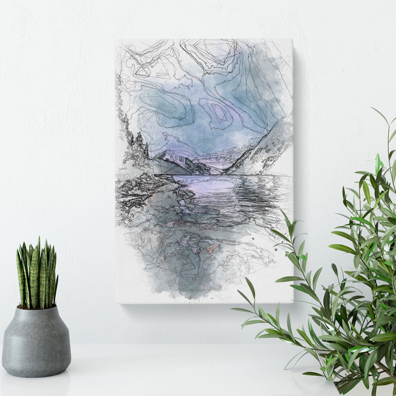 Chephren Lake in Canada - Wrapped Canvas Drawing - Wrapped Canvas, 91cm H x 60cm W x 3cm D