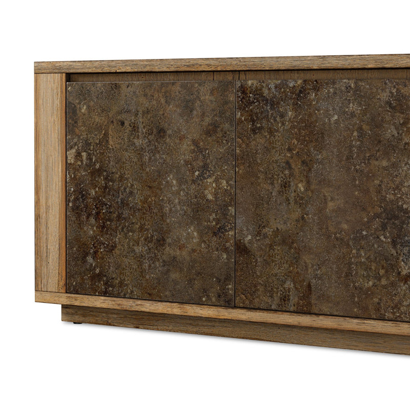 REDONDO Media Console, Burnt Bleached Oak Resawn