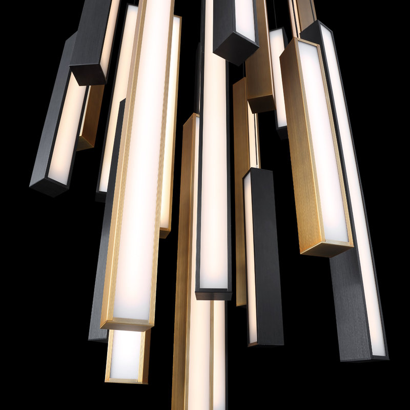 Chaos 15 - Light Cluster Square LED Pendant, Aged Bronze/Black, 21