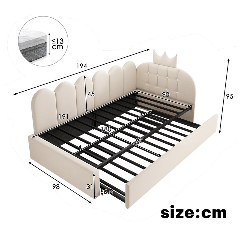 Upholstered Bed, Beige