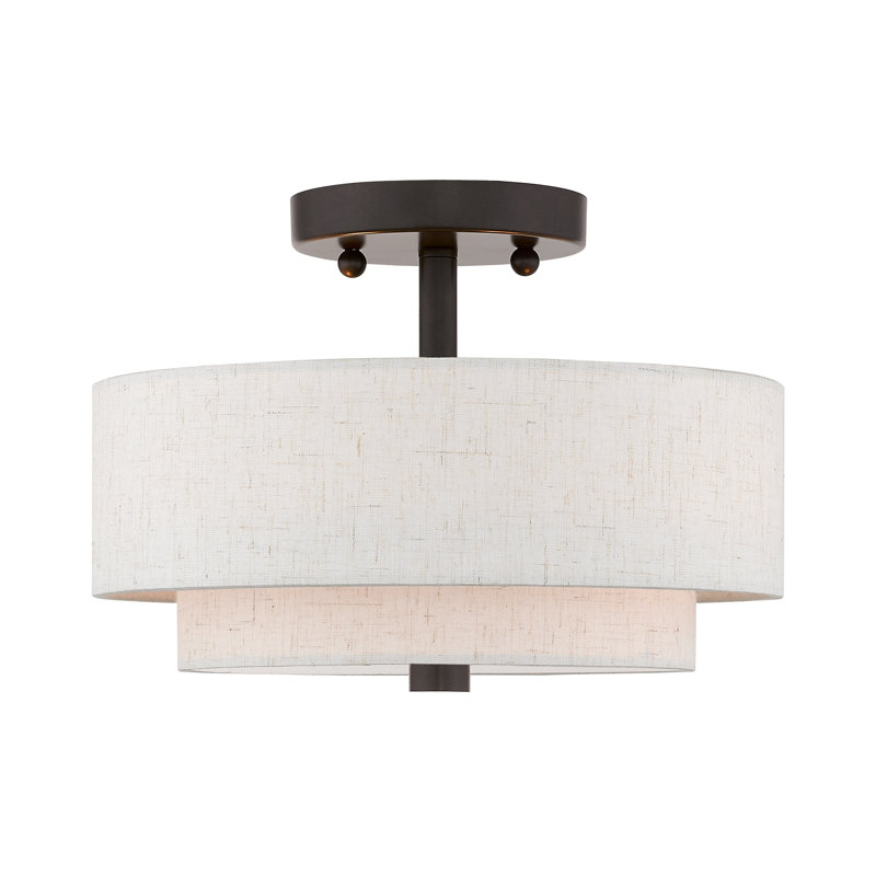 Jorgan Linen Blend Semi Flush Mount, 8.25" H x 13" W x 13" D