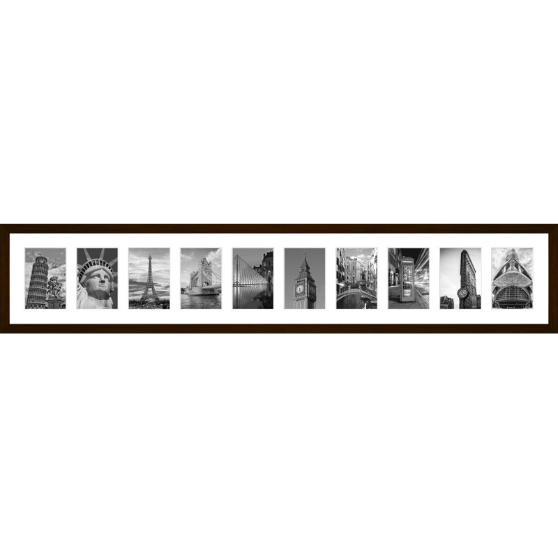 Laker Wood Picture Frame with Mat, Dark Brown