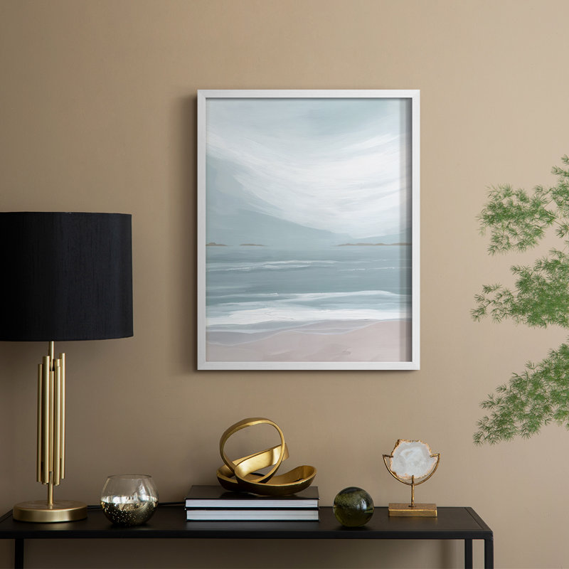 Reproduction encadrée Aqua Soft Shores II - bois massif, H 21 po x l 17 po, Blanc