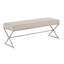 Banc de hall d'entrée contemporain avec assise en tissu chenille taupe, structure en fer finition champagne, élévation de siège de 18 po, idéal pour le salon avec revêtement rembourré en mousse moderne, profondeur de mesure de 16 po