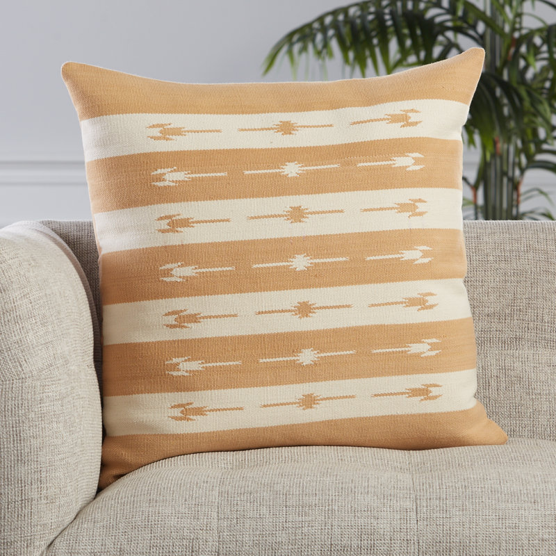 Coussin 100% coton Estela, Duvet, Brun clair