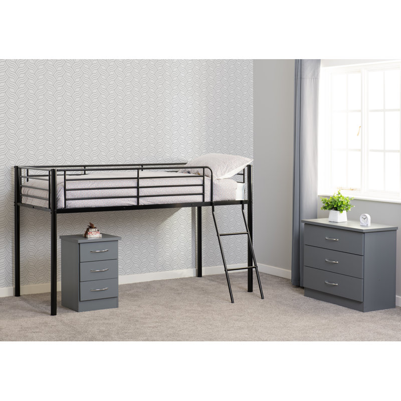 Single (3') Bed Frame Loft Bed by Isabelle & Max, Black