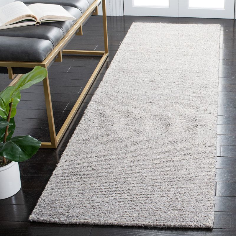 Protaras Hand Tufted Viscose/Wool Solid Color Rug in Gray, Round 6'