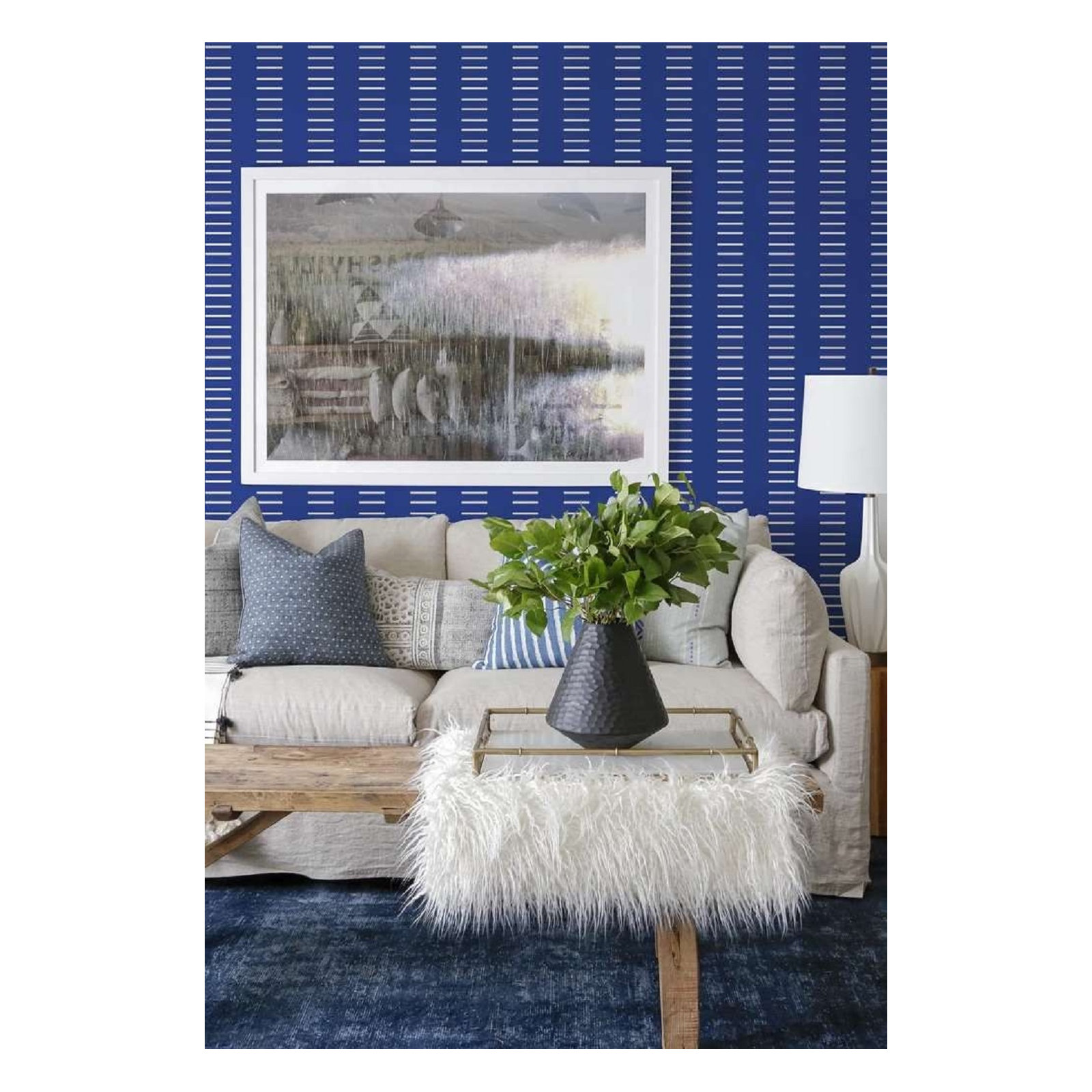 Mrs Paranjape Papers Dashing Peel & Stick Wallpaper Roll, Yves Blue Reverse, Self-adhesive
