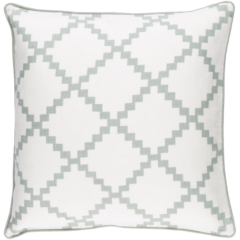Square Linen Pillow Cover & Insert, 20" H x 20" W, Neutral\Green, Pillow Cover Only - No Insert