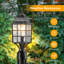 Lampadaire moderne noir avec base de montage, lampadaire extérieur imperméable avec verre trempé