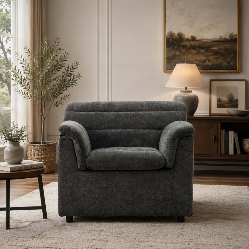 Fauteuil de lecture confortable et rembourré, Gray Chenille